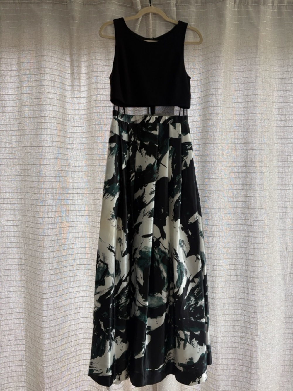 Betsy & Adam Illusion Floral-Print Gown